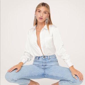Nasty Gal Satin Button down shirt